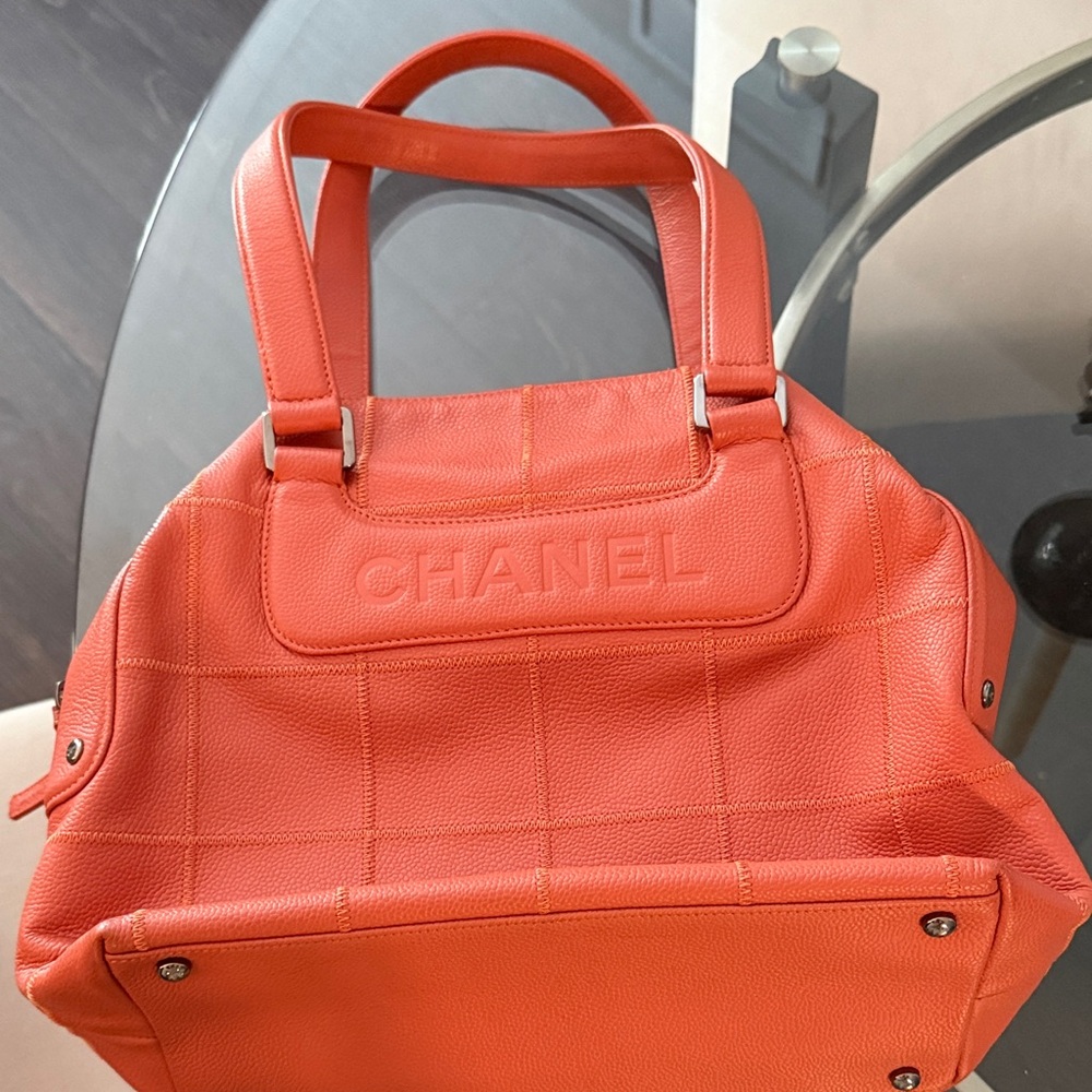 CHANEL Bold Orange Leather Tote